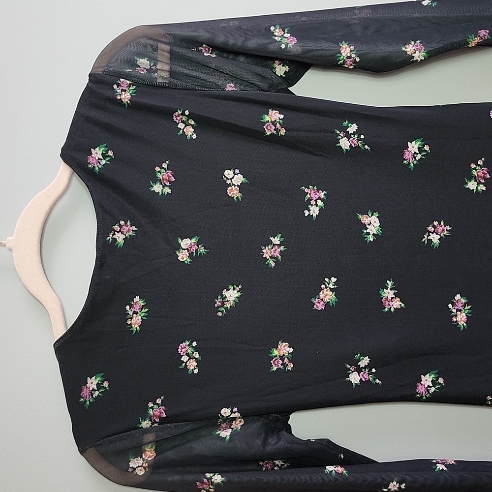 NWT AFRM Black mesh floral cutout sheer bodycon maxi dress - Picture 8 of 10